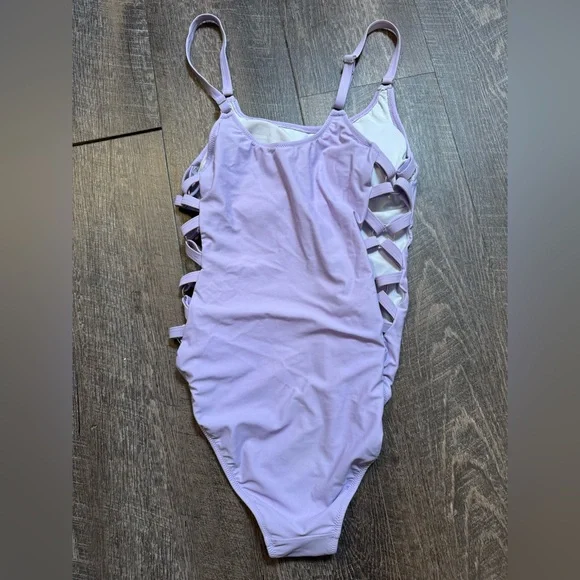 Lavender One-Piece Swimsuit with Side Straps - Picture 3 of 3